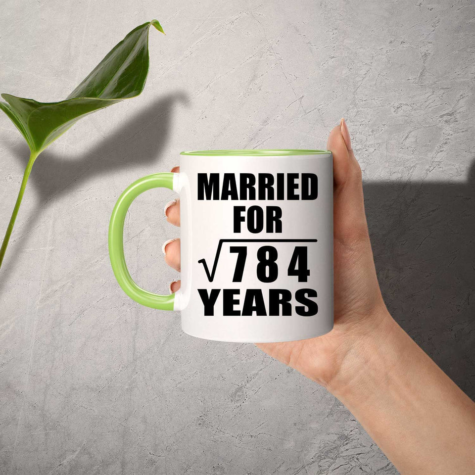 28th Anniversary Married For Square Root of 784 Years - 11oz Accent Mug Green