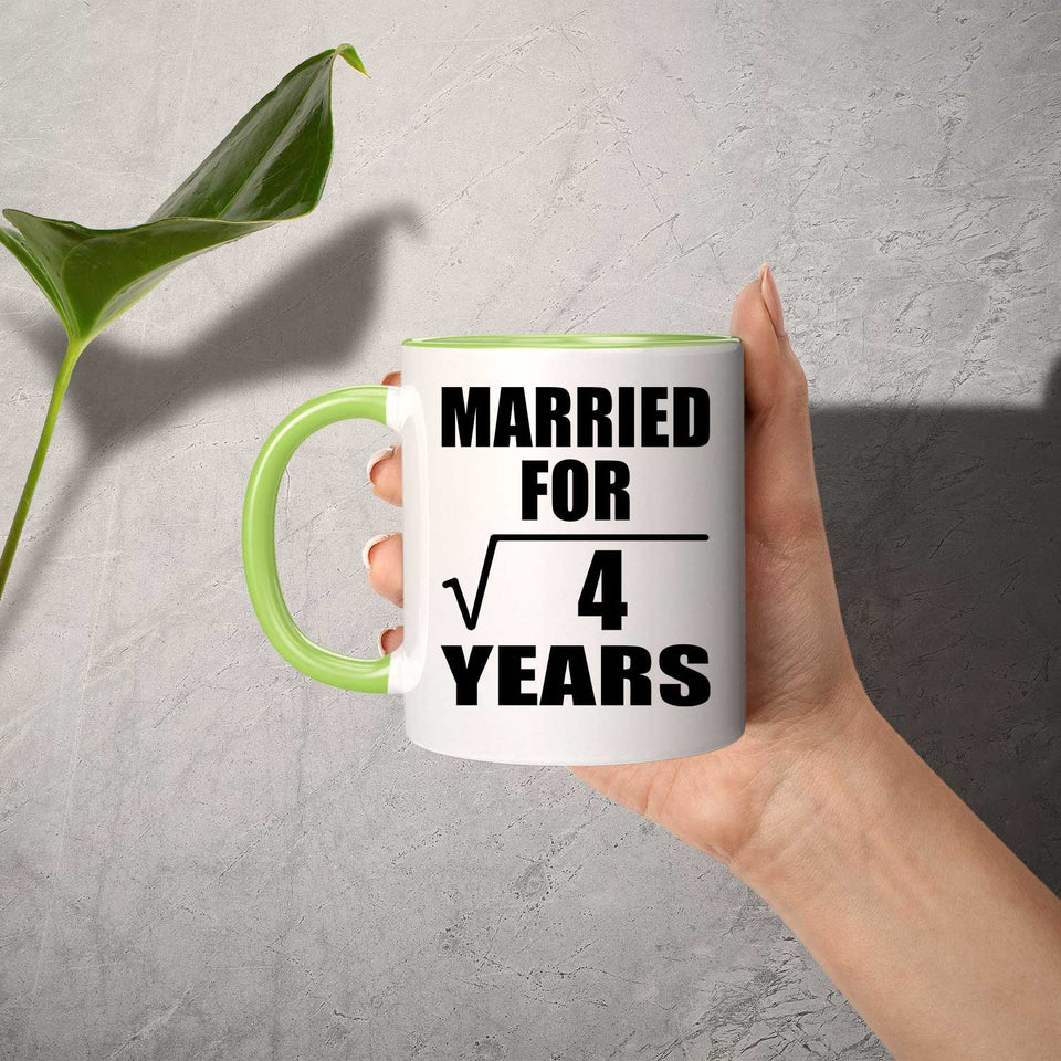 2nd Anniversary Married For Square Root of 4 Years - 11oz Accent Mug Green