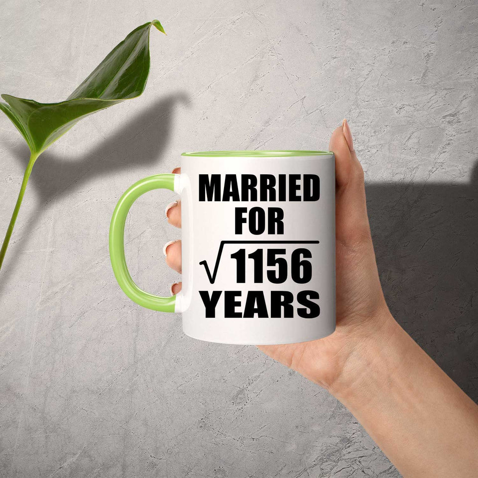 34th Anniversary Married For Square Root of 1156 Years - 11oz Accent Mug Green