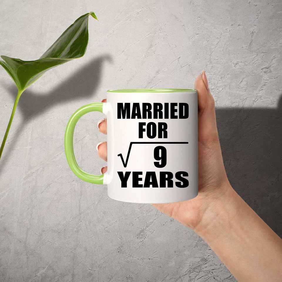 3rd Anniversary Married For Square Root of 9 Years - 11oz Accent Mug Green