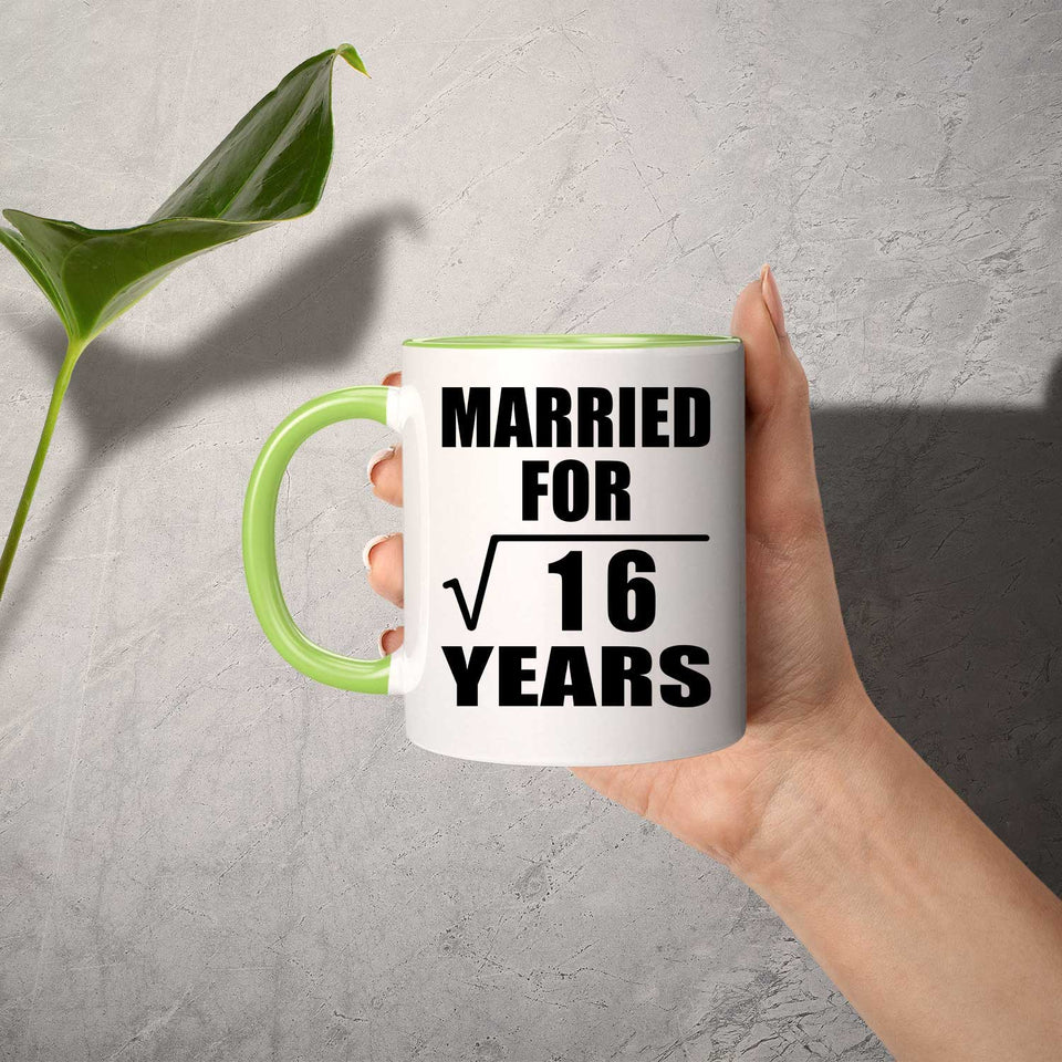 4th Anniversary Married For Square Root of 16 Years - 11oz Accent Mug Green