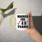 7th Anniversary Married For Square Root of 49 Years - 11oz Accent Mug Green