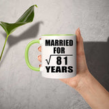 9th Anniversary Married For Square Root of 81 Years - 11oz Accent Mug Green