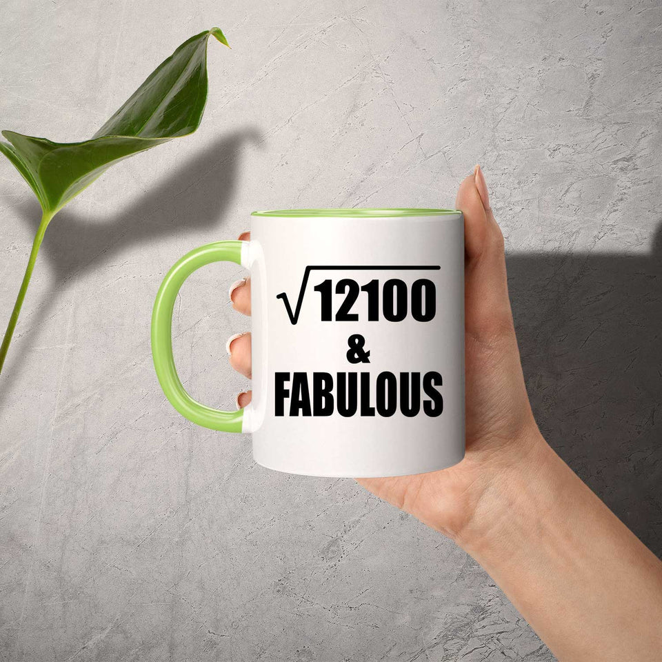 110th Birthday Square Root of 12100 & Fabulous - 11oz Accent Mug Green