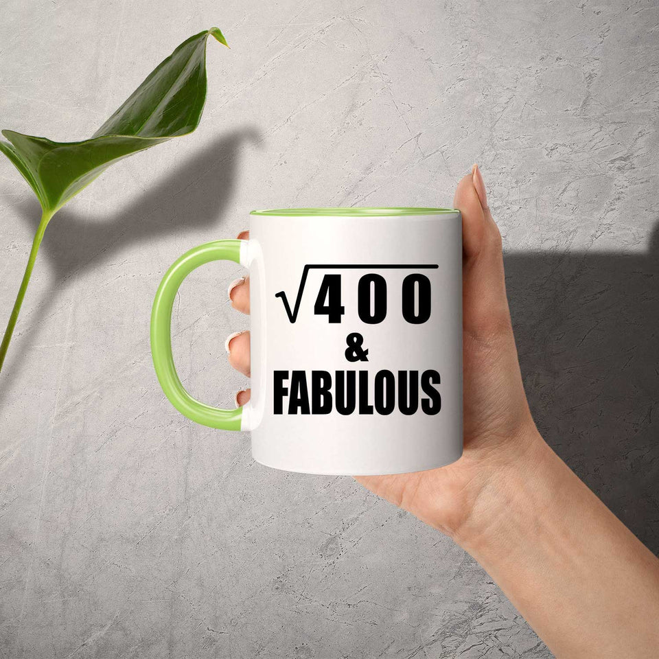 20th Birthday Square Root of 400 & Fabulous - 11oz Accent Mug Green