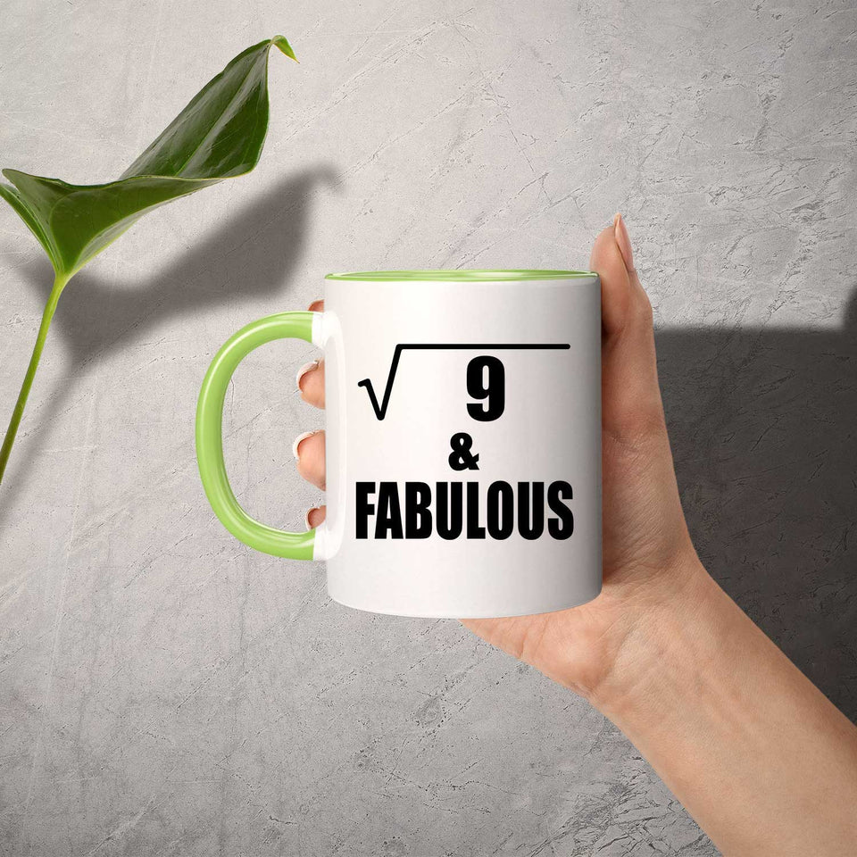 3rd Birthday Square Root of 9 & Fabulous - 11oz Accent Mug Green