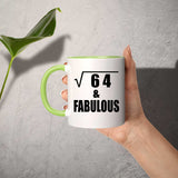 8th Birthday Square Root of 64 & Fabulous - 11oz Accent Mug Green