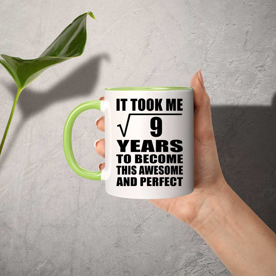 3rd Birthday Took Square Root of 9 Years To Awesome - 11oz Accent Mug Green