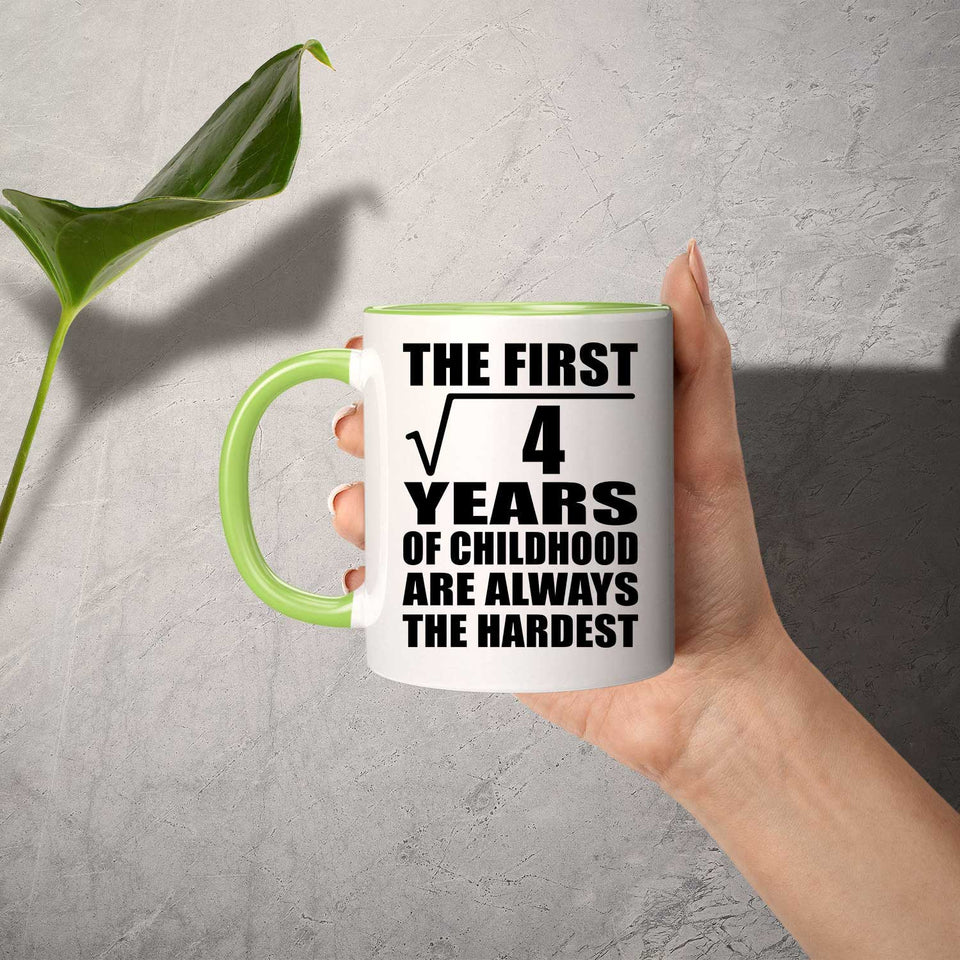 2nd Birthday Square Root of 4 Years of Childhood - 11oz Accent Mug Green