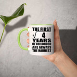 2nd Birthday Square Root of 4 Years of Childhood - 11oz Accent Mug Green