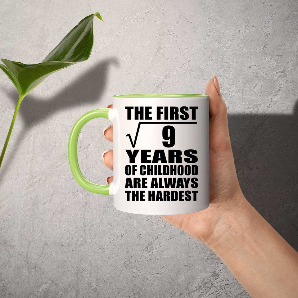 3rd Birthday Square Root of 9 Years of Childhood - 11oz Accent Mug Green