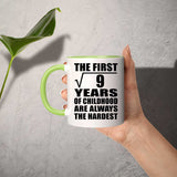 3rd Birthday Square Root of 9 Years of Childhood - 11oz Accent Mug Green