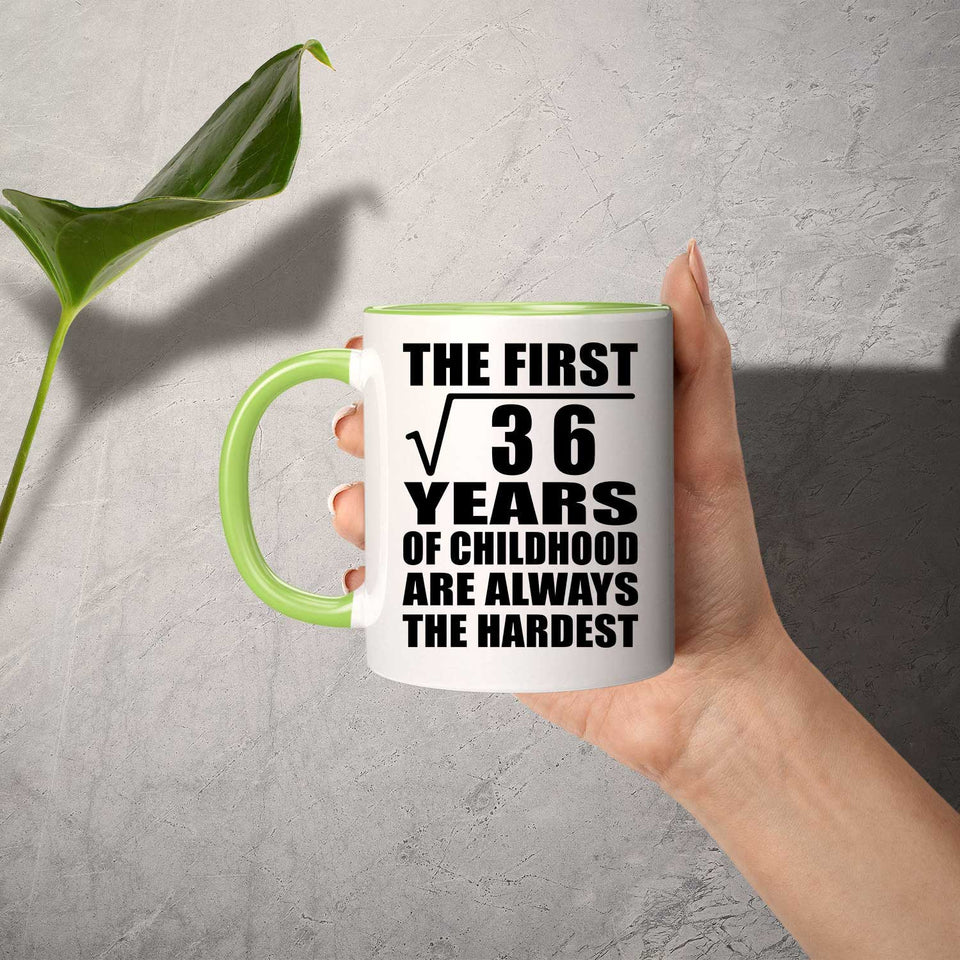 6th Birthday Square Root of 36 Years of Childhood - 11oz Accent Mug Green