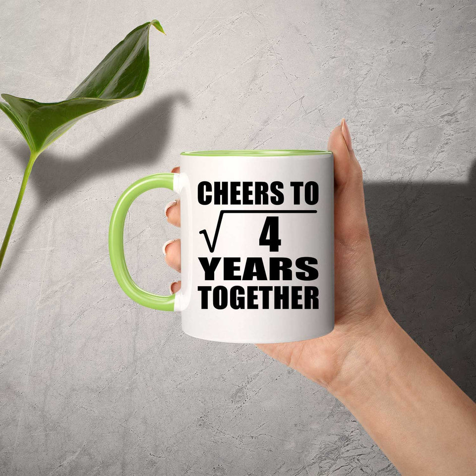 2nd Anniversary Cheers To Square Root of 4 Years Together - 11oz Accent Mug Green