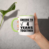 2nd Anniversary Cheers To Square Root of 4 Years Together - 11oz Accent Mug Green