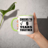 3rd Anniversary Cheers To Square Root of 9 Years Together - 11oz Accent Mug Green