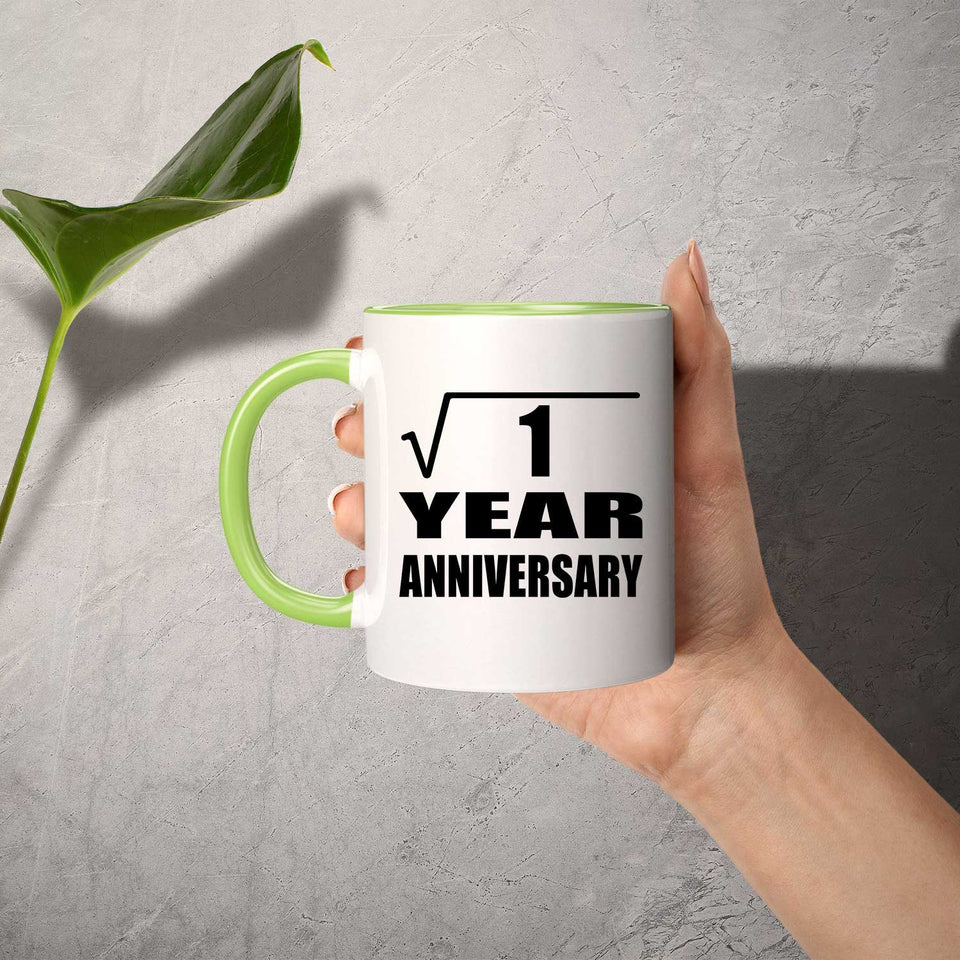 1st Anniversary Square Root of 1 Year Anniversary - 11oz Accent Mug Green