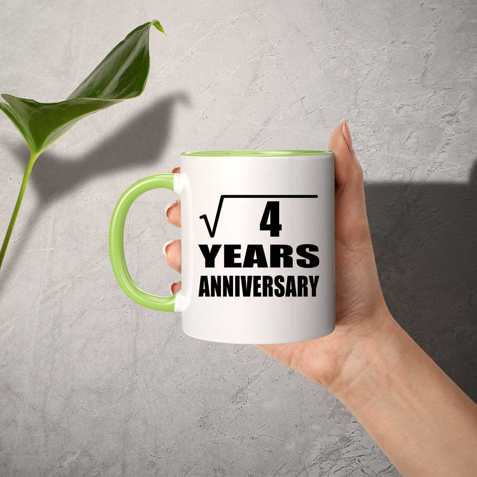 2nd Anniversary Square Root of 4 Years Anniversary - 11oz Accent Mug Green