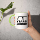 2nd Anniversary Square Root of 4 Years Anniversary - 11oz Accent Mug Green