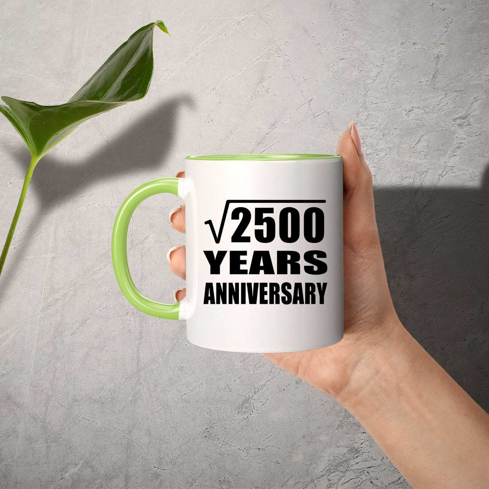 50th Anniversary Square Root of 2500 Years Anniversary - 11oz Accent Mug Green