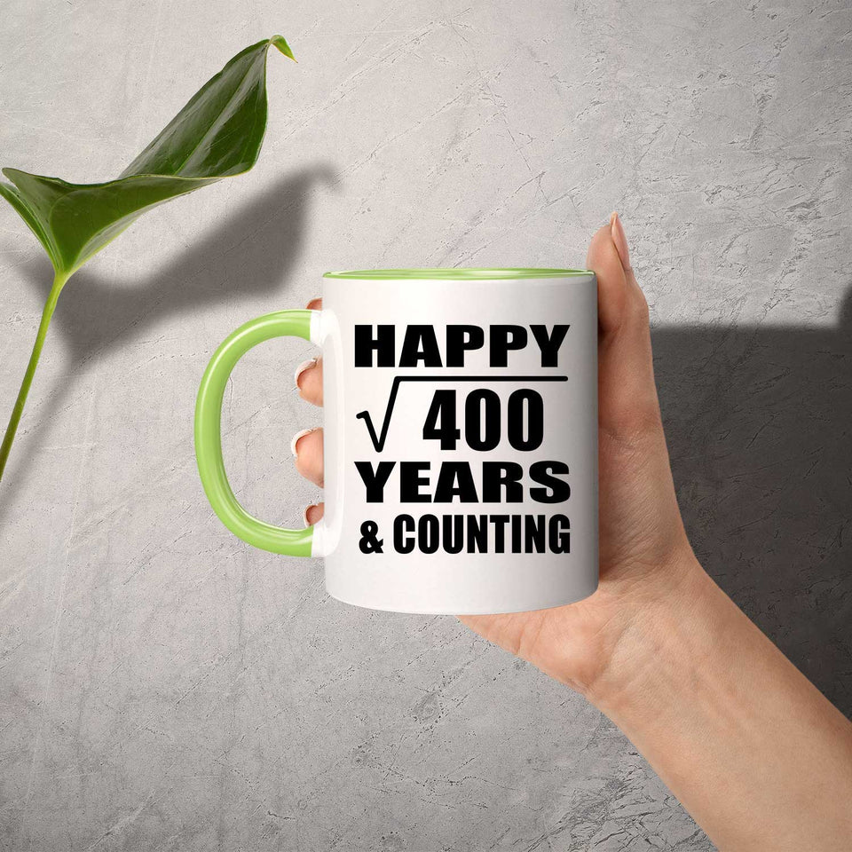 Happy 20th Anniversary Square Root of 400 Years & Counting - 11oz Accent Mug Green