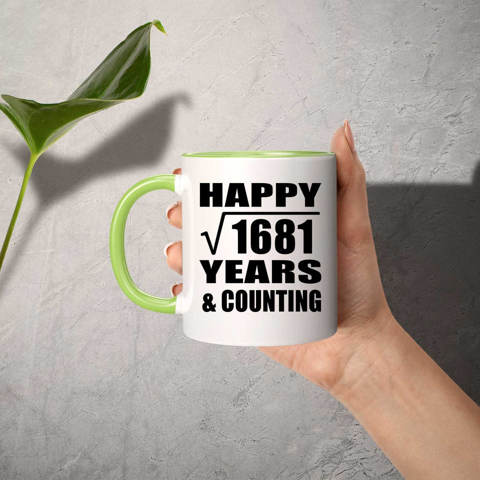 Happy 41st Anniversary Square Root of 1681 Years & Counting - 11oz Accent Mug Green