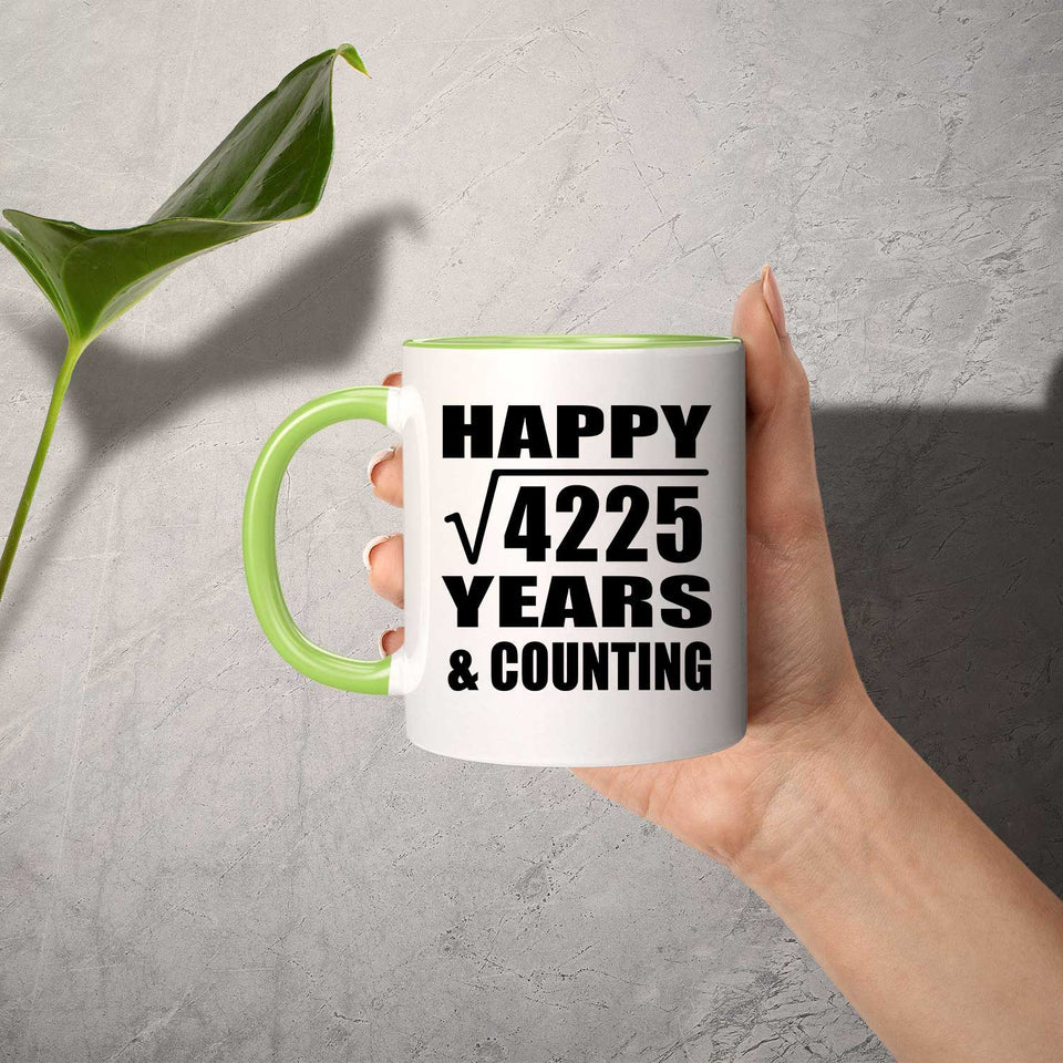 Happy 65th Anniversary Square Root of 4225 Years & Counting - 11oz Accent Mug Green