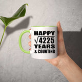 Happy 65th Anniversary Square Root of 4225 Years & Counting - 11oz Accent Mug Green