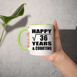 Happy 6th Anniversary Square Root of 36 Years & Counting - 11oz Accent Mug Green
