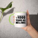70th Anniversary Square Root of 4900 Years As Mr & Mrs - 11oz Accent Mug Green