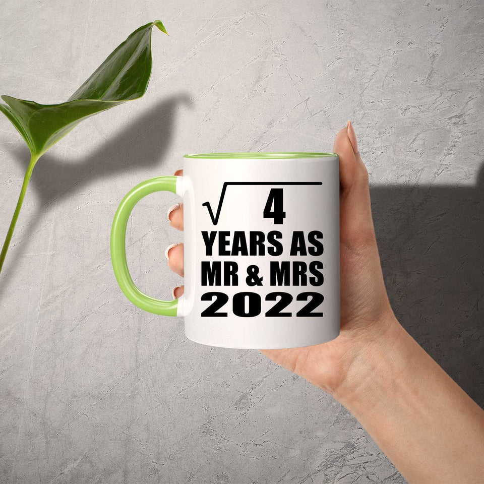 2nd Anniversary Square Root of 4 Years As Mr & Mrs 2022 - 11oz Accent Mug Green