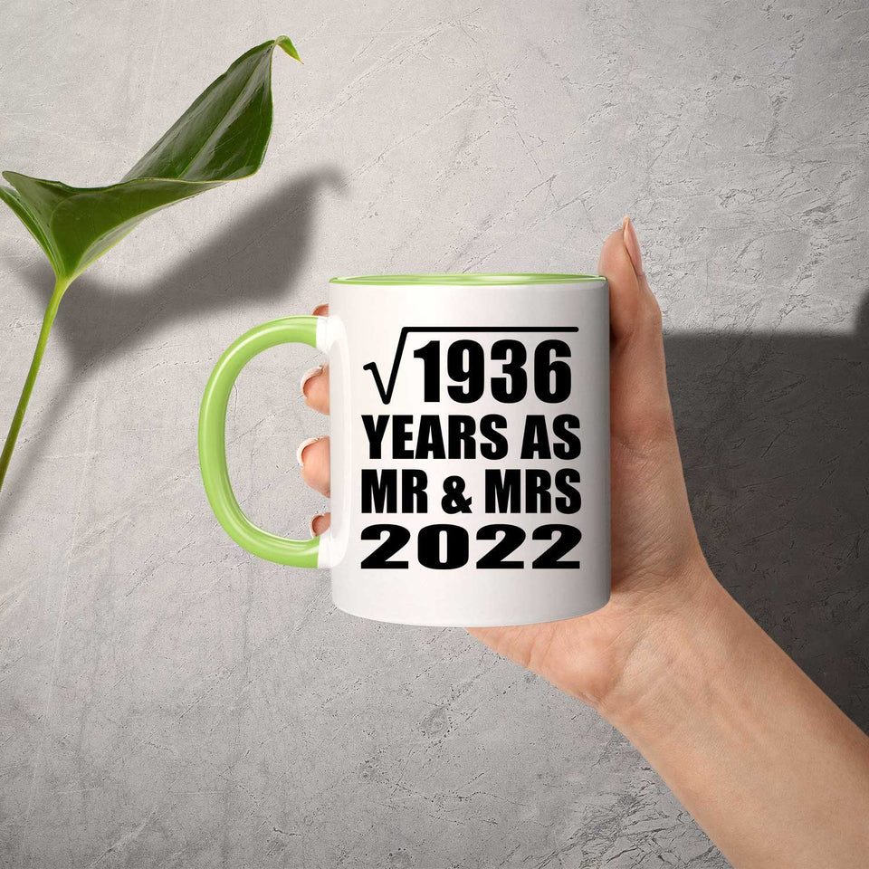 44th Anniversary Square Root of 1936 Years As Mr & Mrs 2022 - 11oz Accent Mug Green