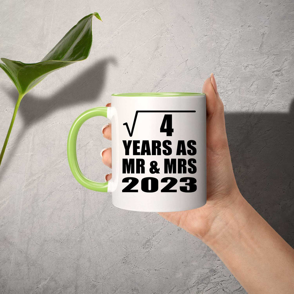 2nd Anniversary Square Root of 4 Years As Mr & Mrs 2023 - 11oz Accent Mug Green