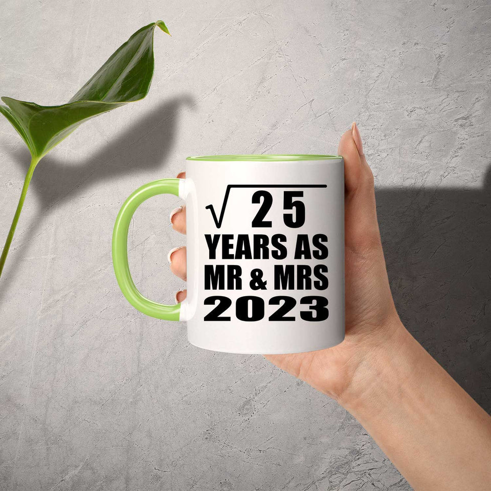 5th Anniversary Square Root of 25 Years As Mr & Mrs 2023 - 11oz Accent Mug Green