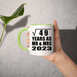 7th Anniversary Square Root of 49 Years As Mr & Mrs 2023 - 11oz Accent Mug Green
