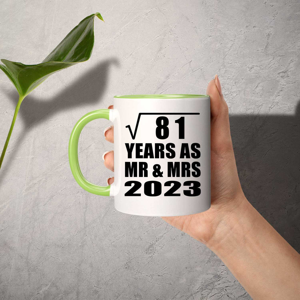 9th Anniversary Square Root of 81 Years As Mr & Mrs 2023 - 11oz Accent Mug Green