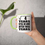 2nd Anniversary Square Root of 4 Years Still In Love - 11oz Accent Mug Green