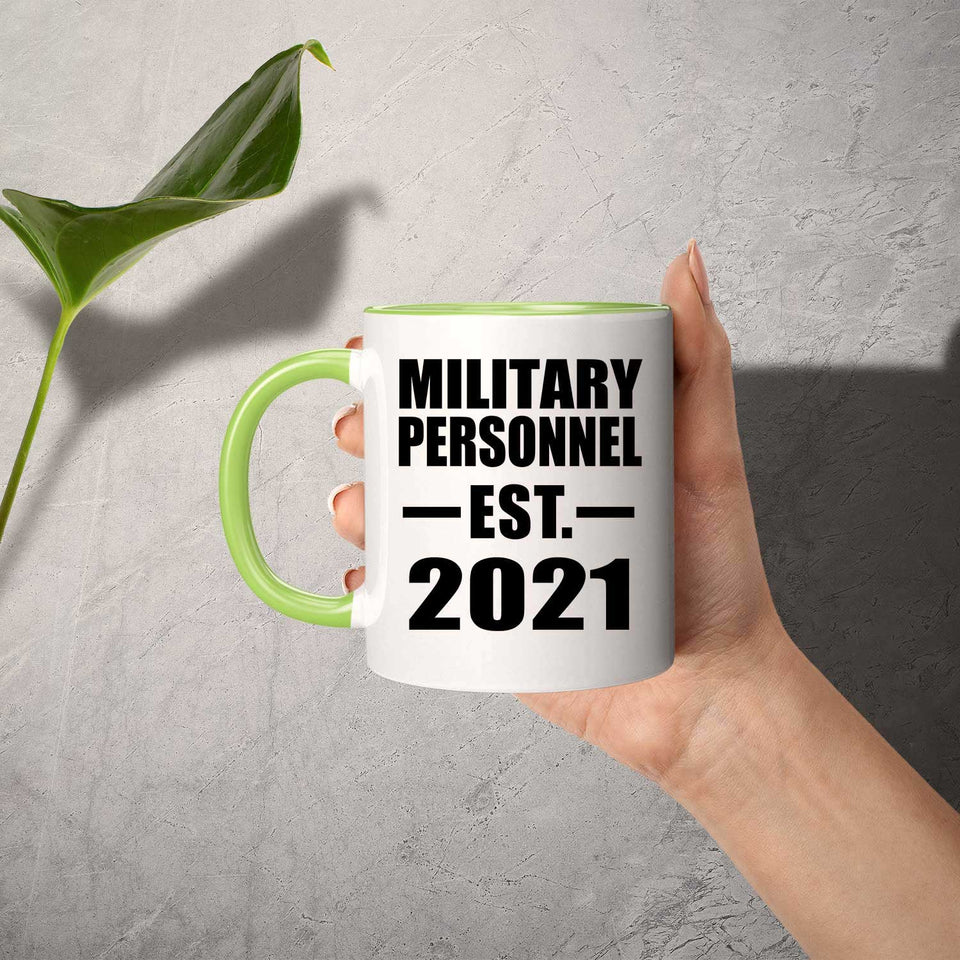 Military Personnel Established EST. 2021 - 11oz Accent Mug Green