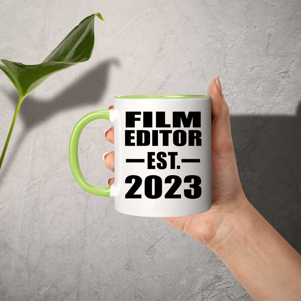 Film Editor Established EST. 2023 - 11oz Accent Mug Green