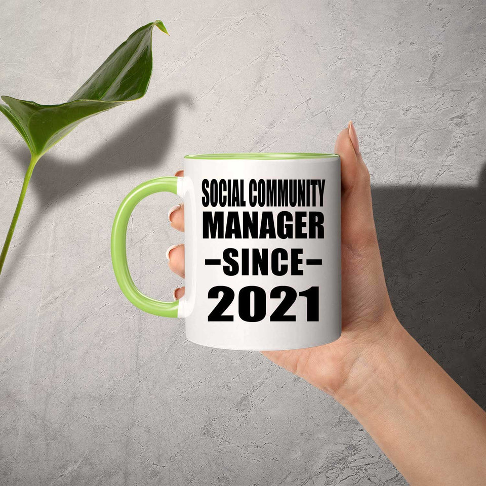 Social Community Manager Since 2021 - 11oz Accent Mug Green