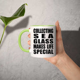 Collecting Sea Glass Makes Life Special - 11oz Accent Mug Green