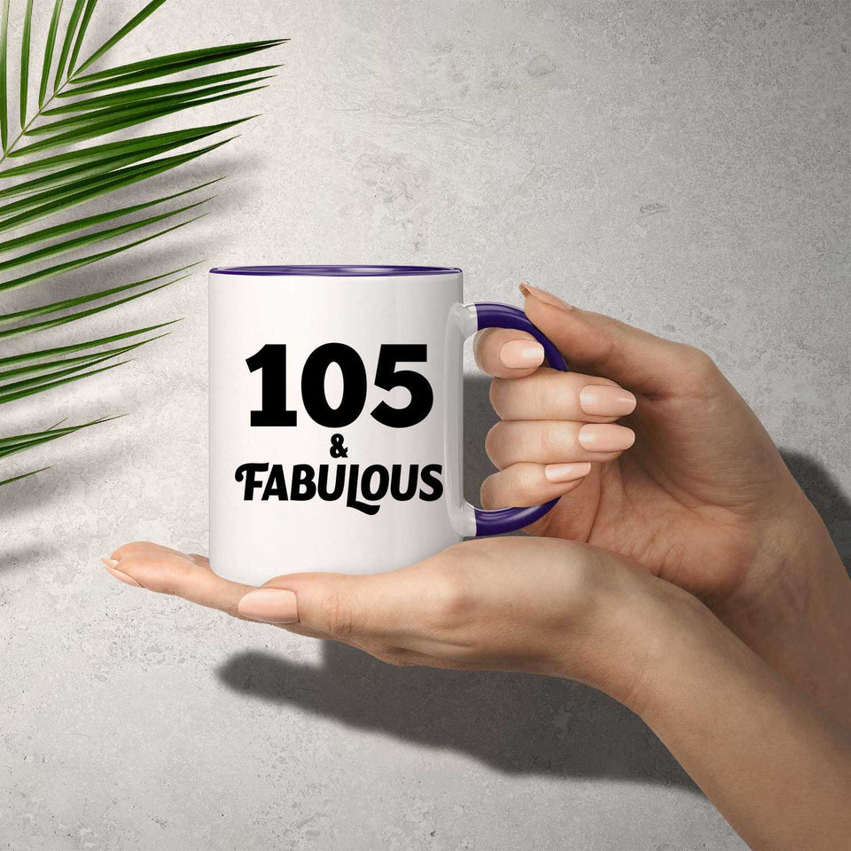 105th Birthday 105 & Fabulous - 11oz Accent Mug Purple