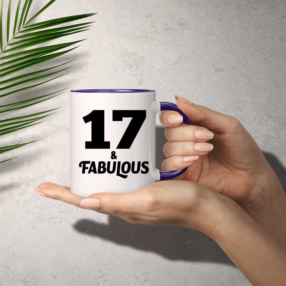 17th Birthday 17 & Fabulous - 11oz Accent Mug Purple
