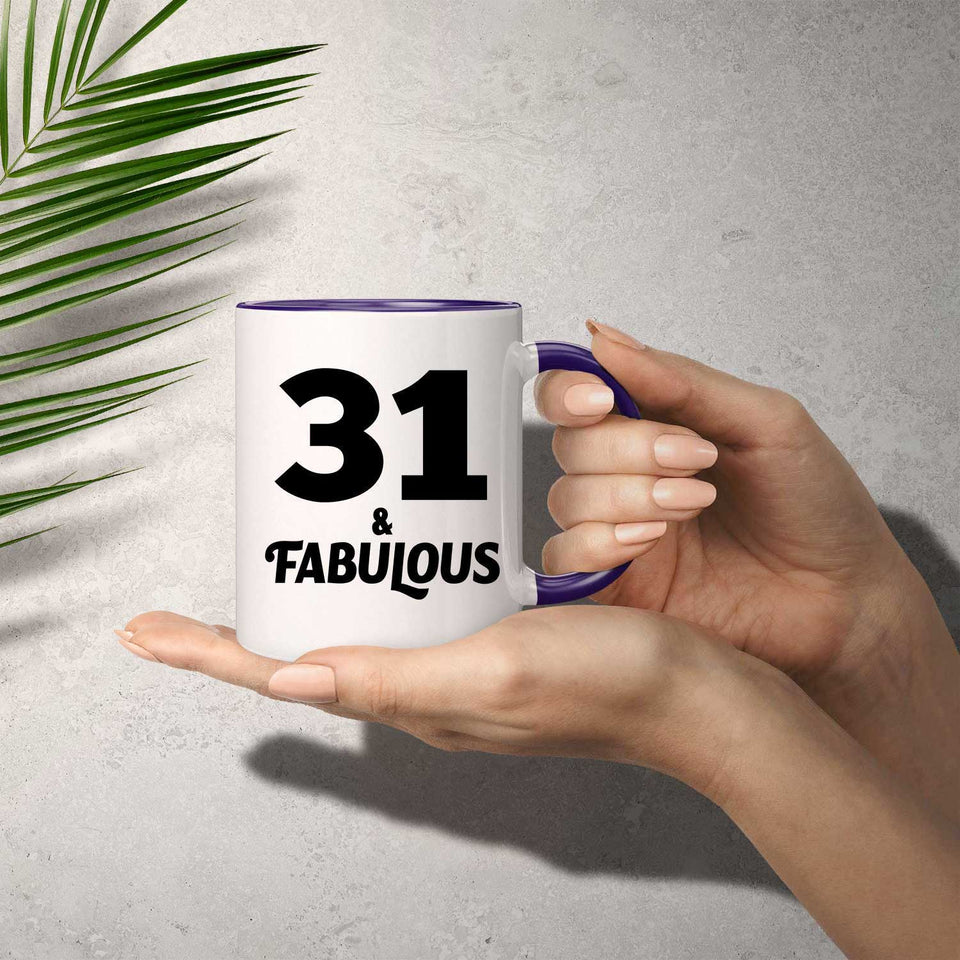 31st Birthday 31 & Fabulous - 11oz Accent Mug Purple