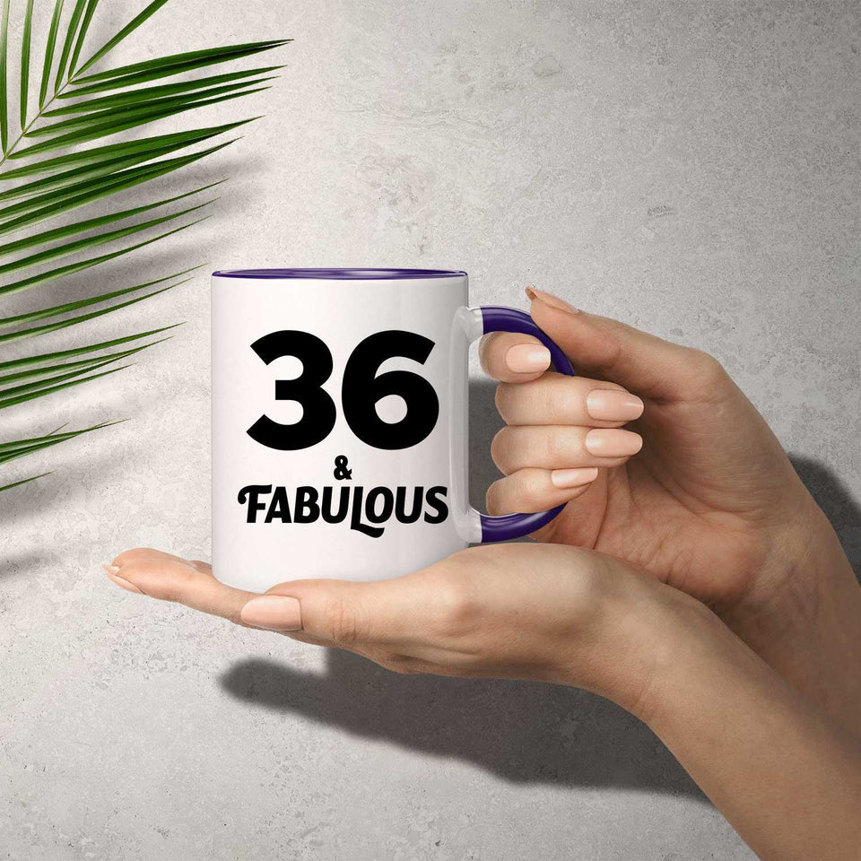 36th Birthday 36 & Fabulous - 11oz Accent Mug Purple