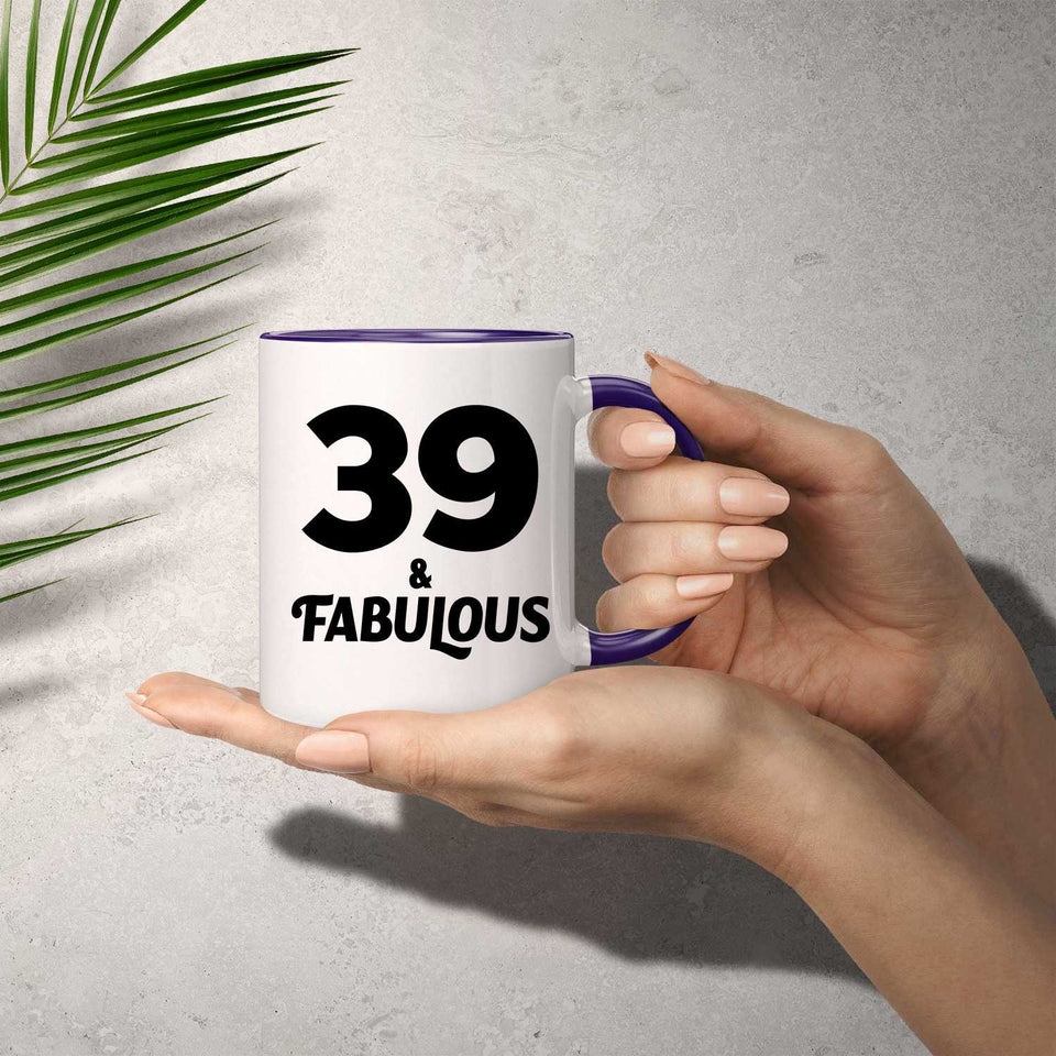 39th Birthday 39 & Fabulous - 11oz Accent Mug Purple