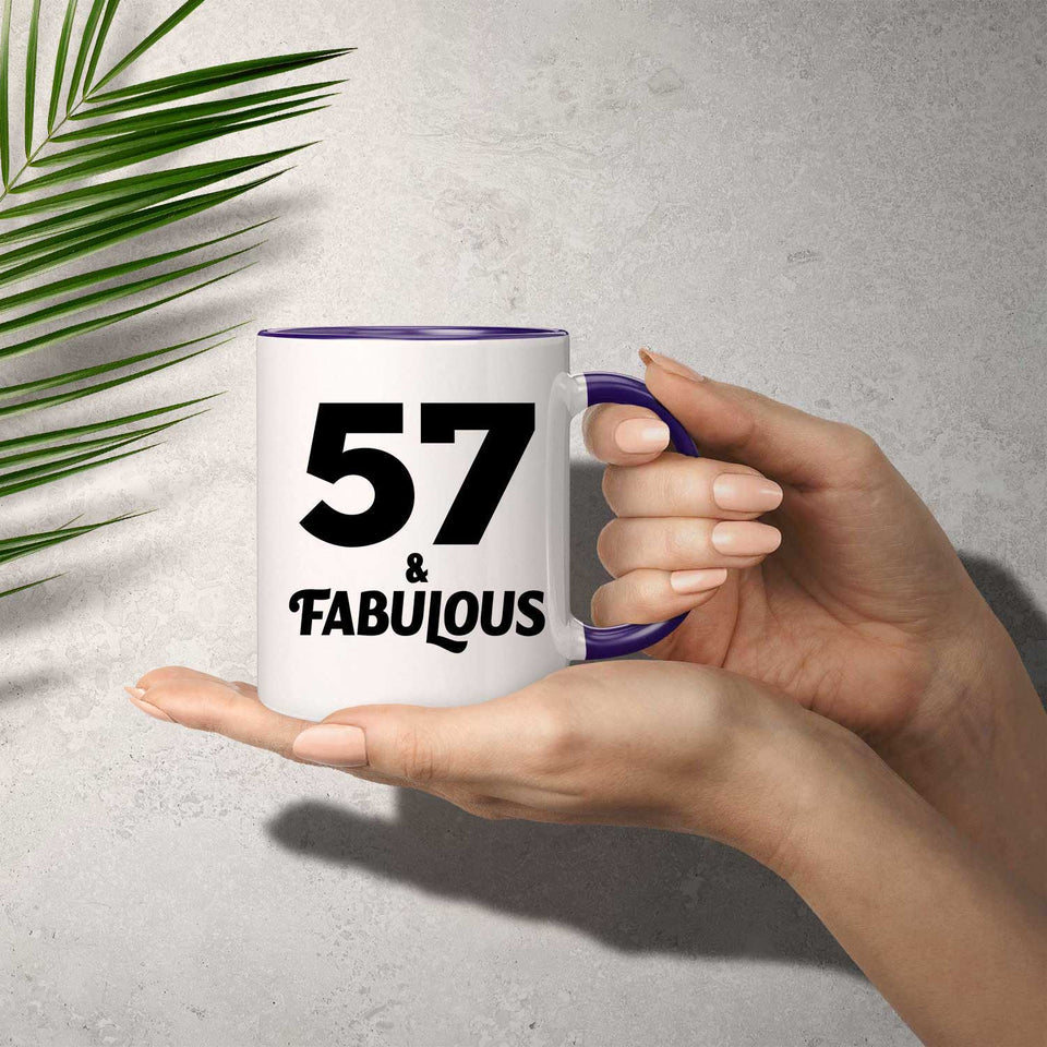 57th Birthday 57 & Fabulous - 11oz Accent Mug Purple