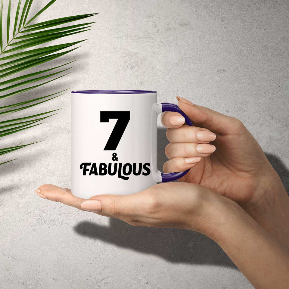 7th Birthday 7 & Fabulous - 11oz Accent Mug Purple