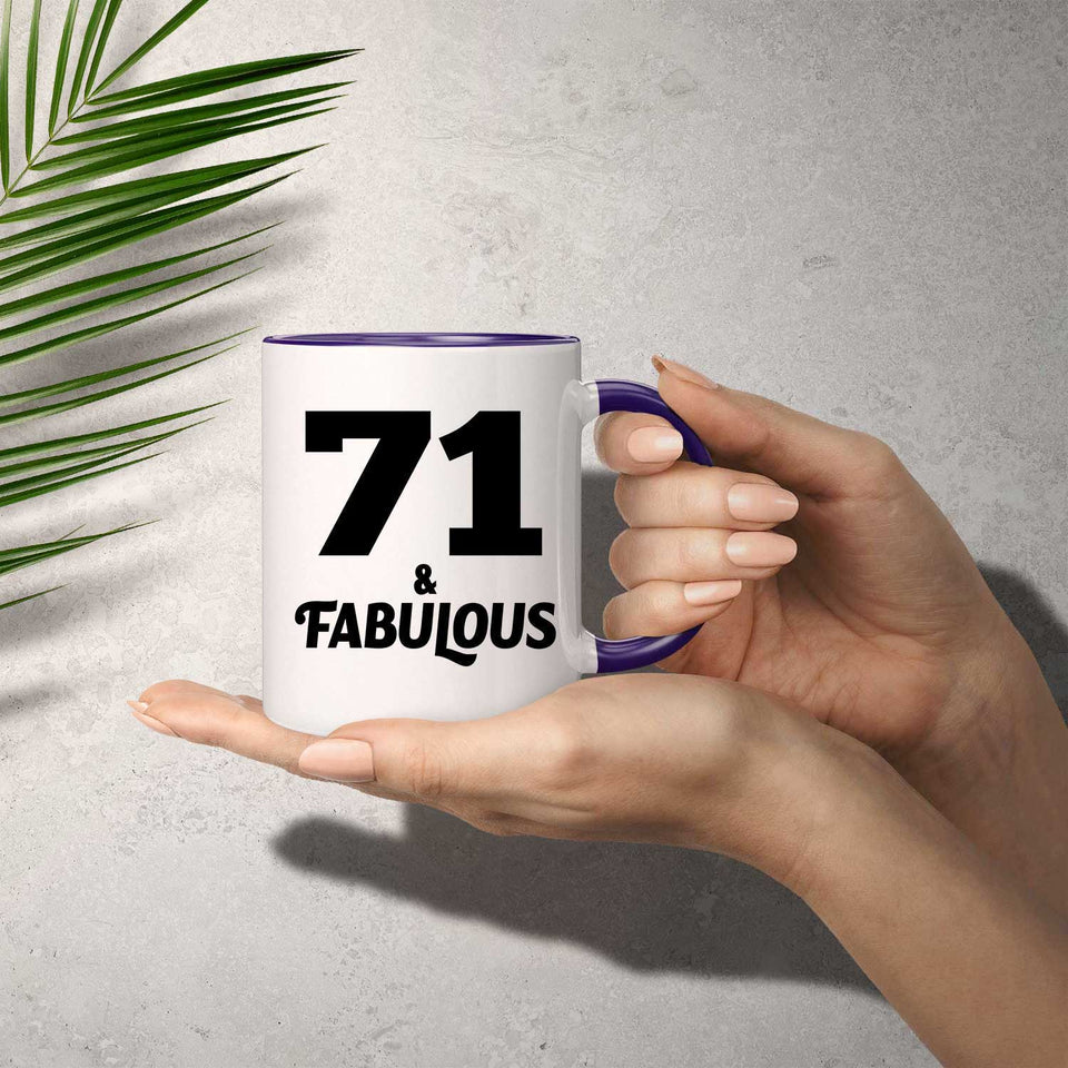 71st Birthday 71 & Fabulous - 11oz Accent Mug Purple