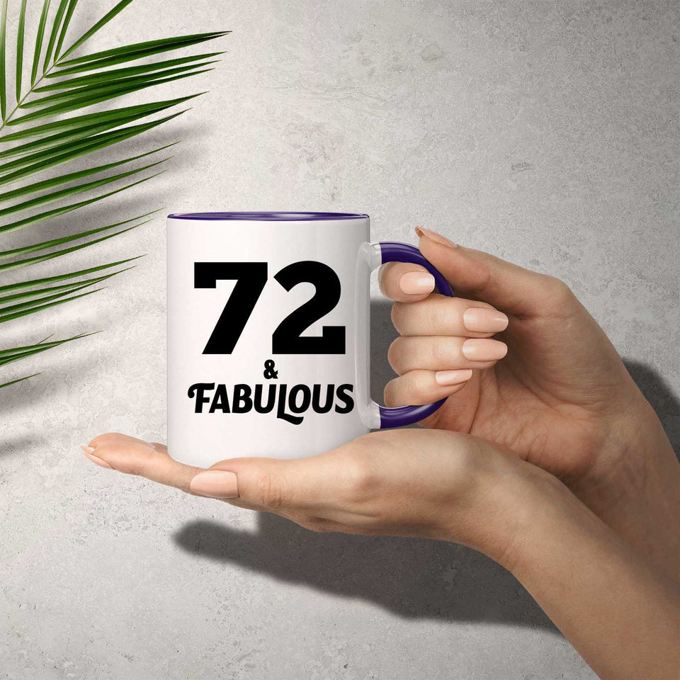 72nd Birthday 72 & Fabulous - 11oz Accent Mug Purple
